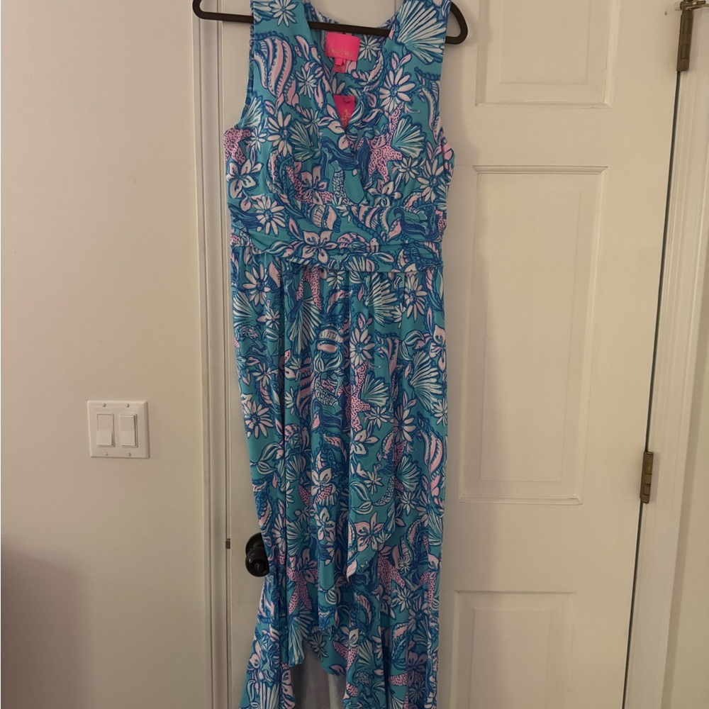 Lilly Pulitzer Blue and Pink Floral high low Dress- NWT- size large